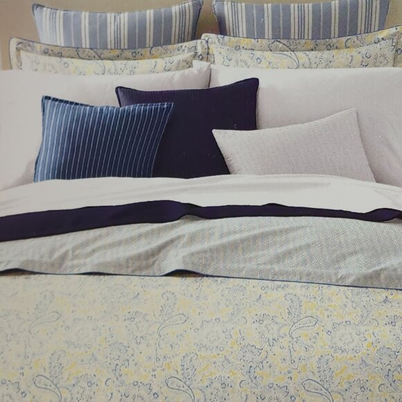 Lauren Ralph Lauren Marisa Full/Queen Duvet Cover Set 92x96" Blue Yellow Paisley - Picture 10 of 11
